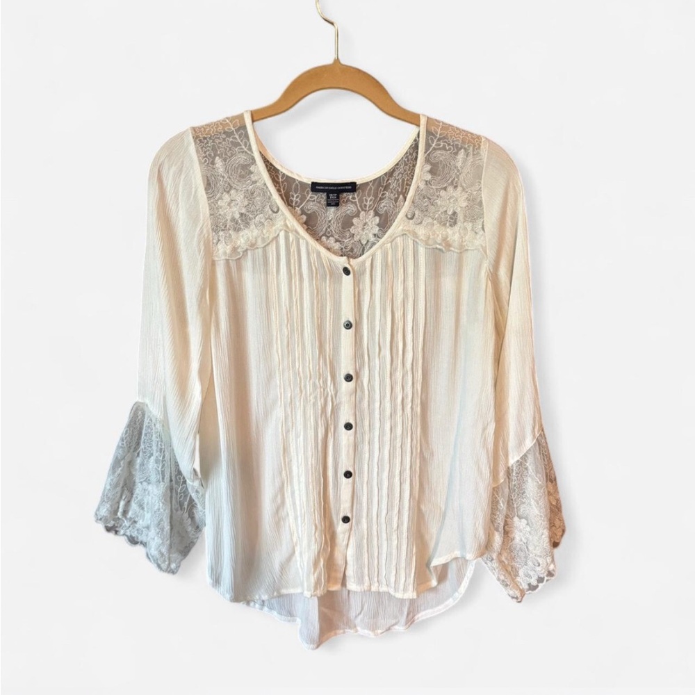 American Eagle Cream Lace Women's Top